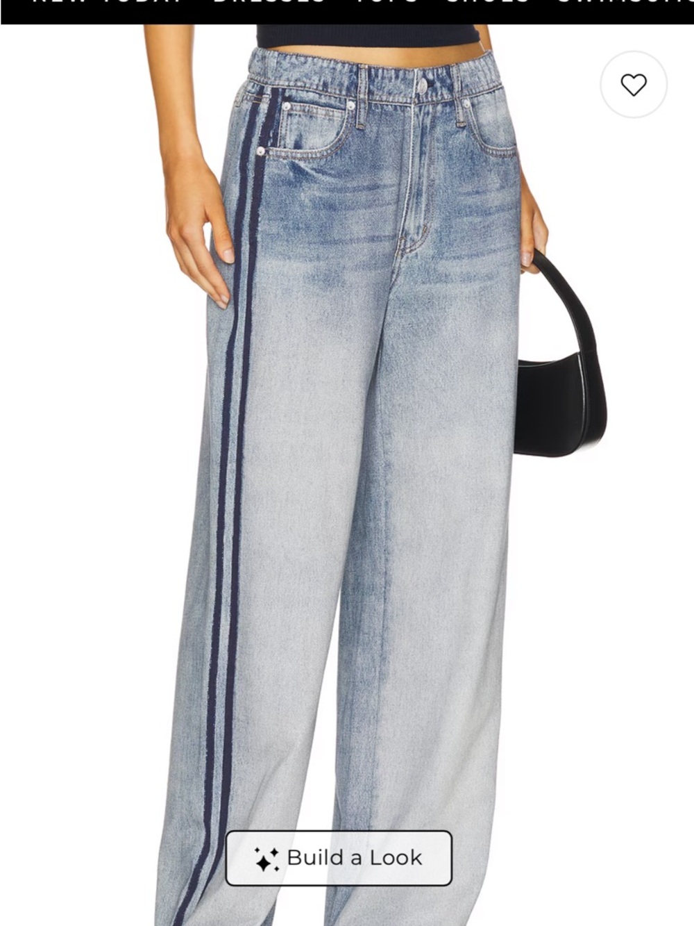 rag & bone Miramar Wide Leg Track Pants Coney Faux Denim NWT Size XL - Picture 2 of 14